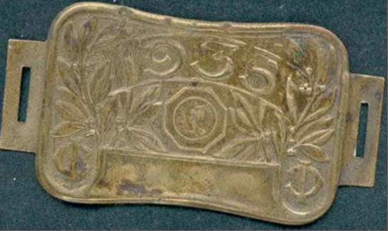 Plaque pour l’année 1935
