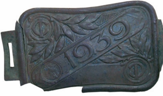 Plaque pour l’année 1939