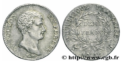 Demi franc en argent, calendrier révolutionnaire